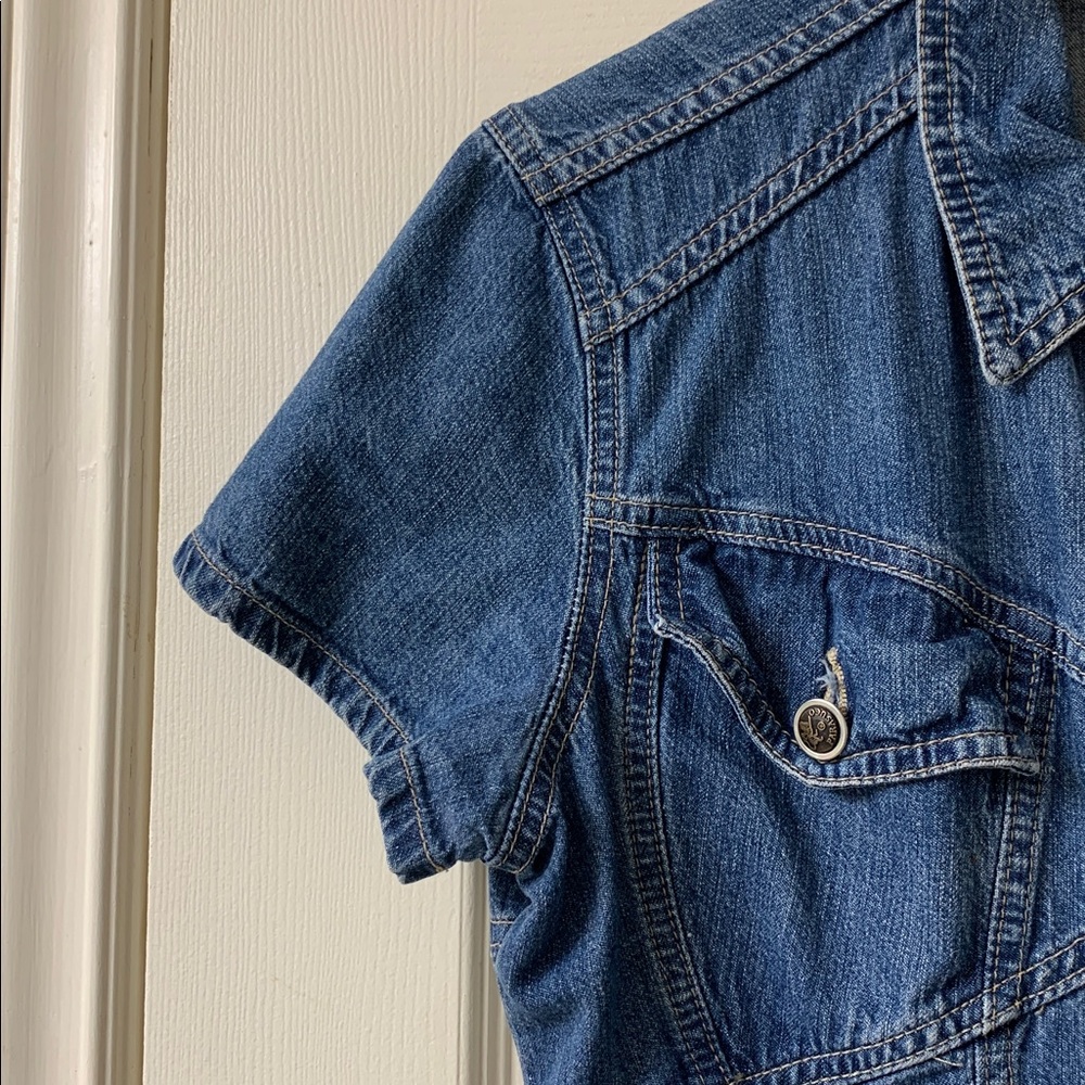 🌷3 for $25🌷Parasuco, US 11 (Juniors), Blue Denim Short Sleeve Front Zipper Dress - Picture 7 of 10